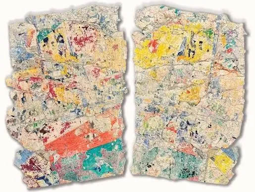 Work by Alfredo Romero made with layers of posters and paper rescued from the street
