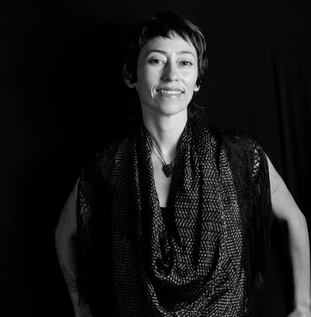 Black-and-white portrait of Lizette Abraham