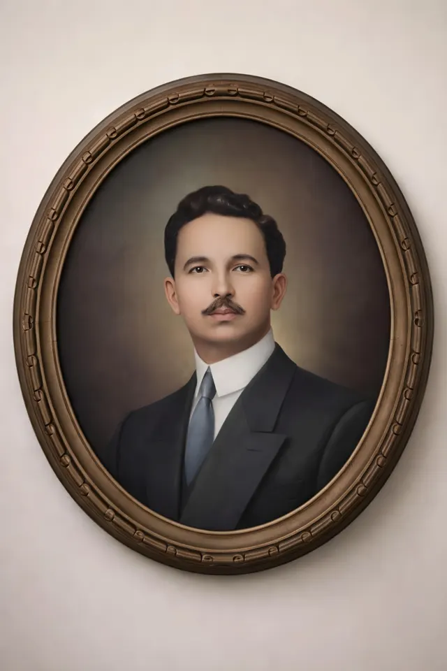 Retrato al óleo de Víctor José Cicero Cervera, bisabuelo de la familia