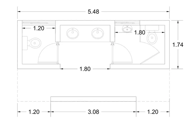 Planos del baño construido en Kancabdzonot